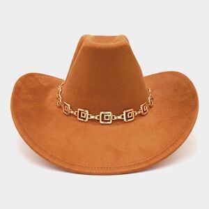 Elegant Black Cowboy Hat with Gold Chain